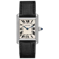 Cartier Tank Louis 18 Karat White Gold Black Strap Ladies Watch W1541056