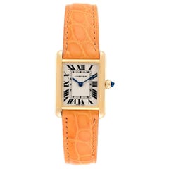 Cartier Tank Louis 18 Karat Yellow Gold Brown Strap Ladies Watch W1529856