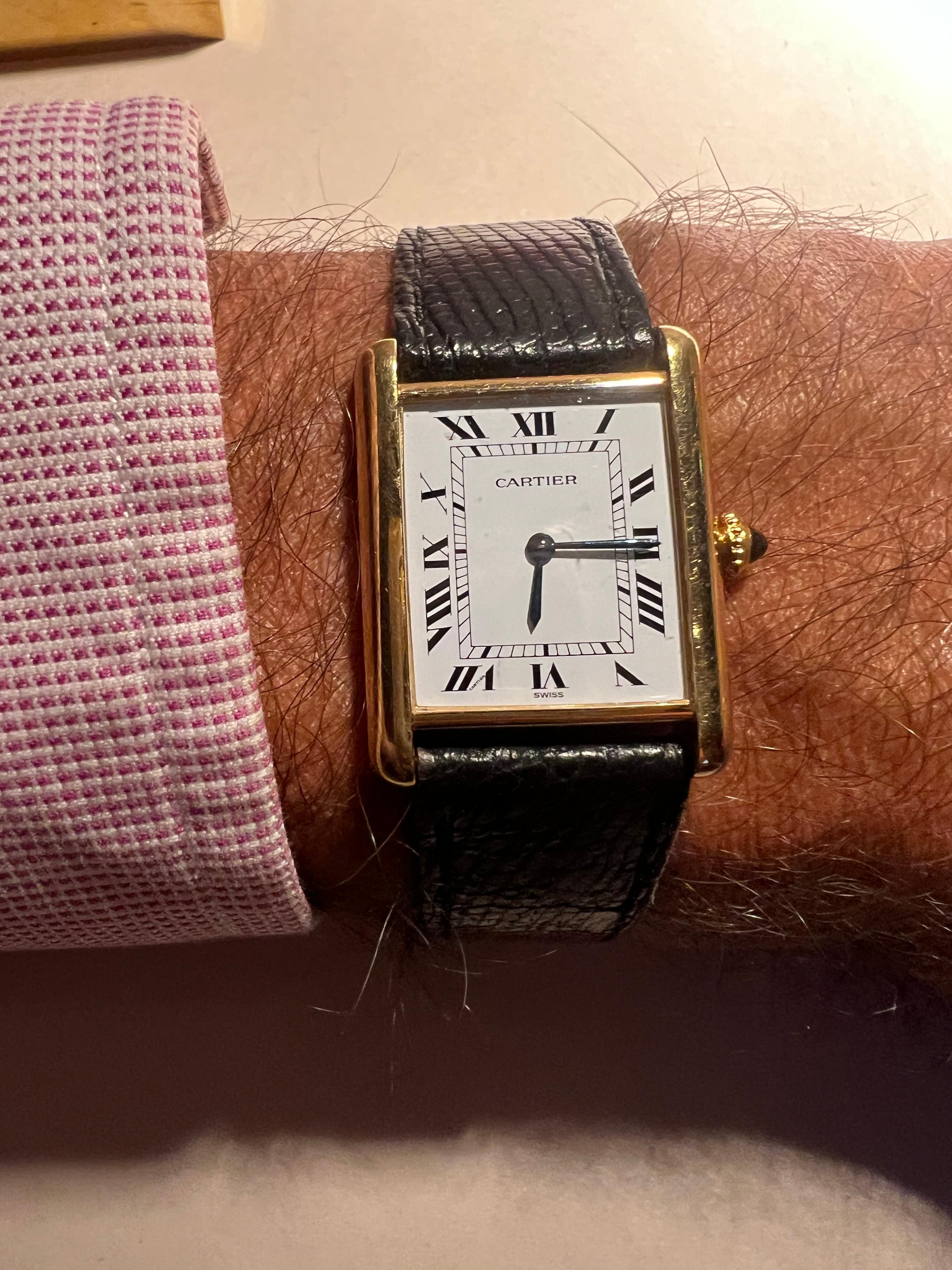 ¡Cartier Tank Louis 18k Modelo 78086 Manual Winding Ca' 1980's Classic! en venta 3
