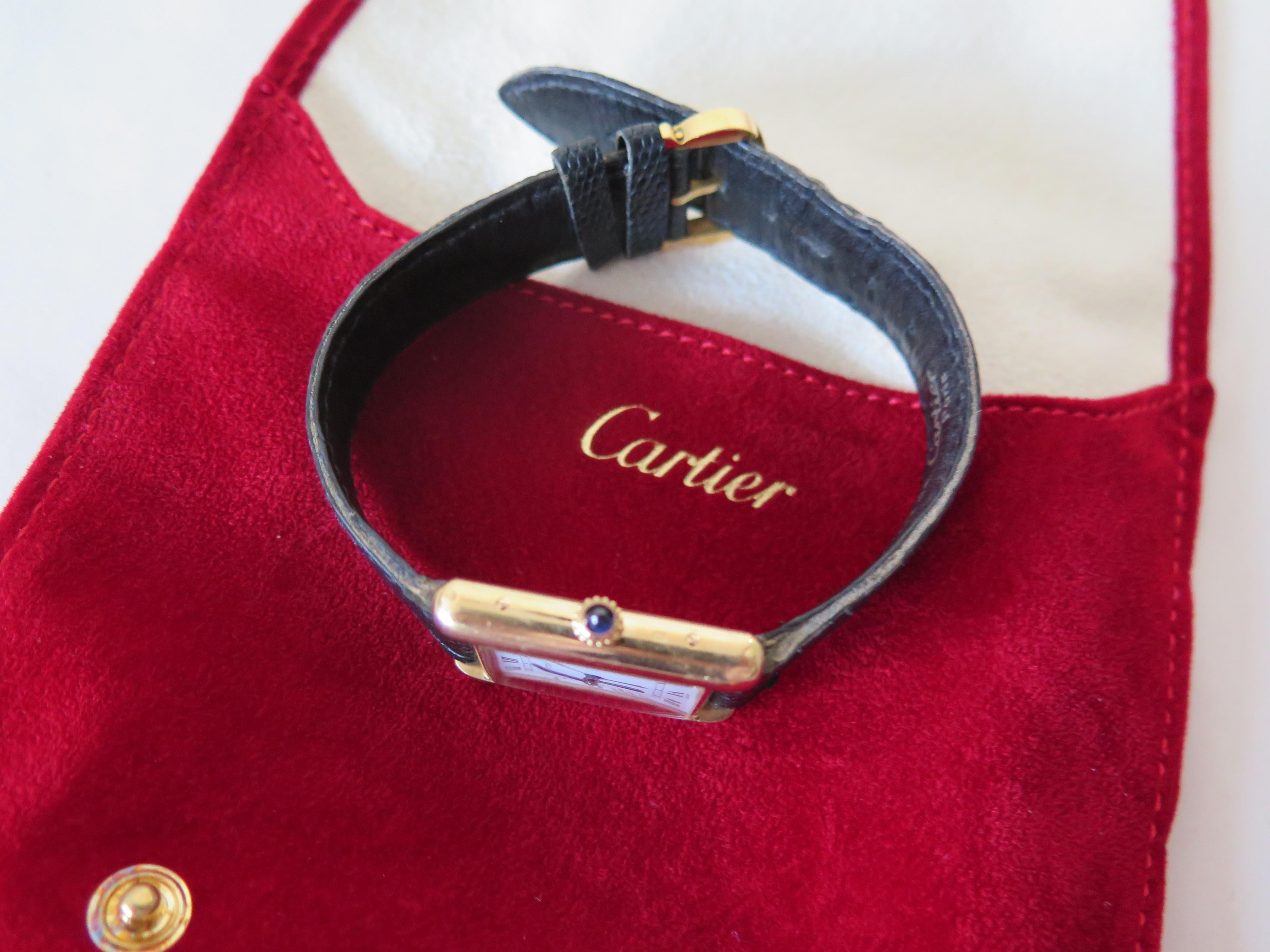 ¡Cartier Tank Louis 18k Modelo 78086 Manual Winding Ca' 1980's Classic! en venta 5