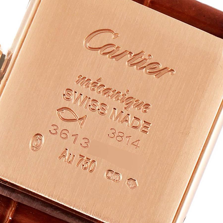 Cartier Tank Louis 18k Rose Gold Mechanical Ladies Watch WGTA0010 Box Papers In Excellent Condition For Sale In Atlanta, GA