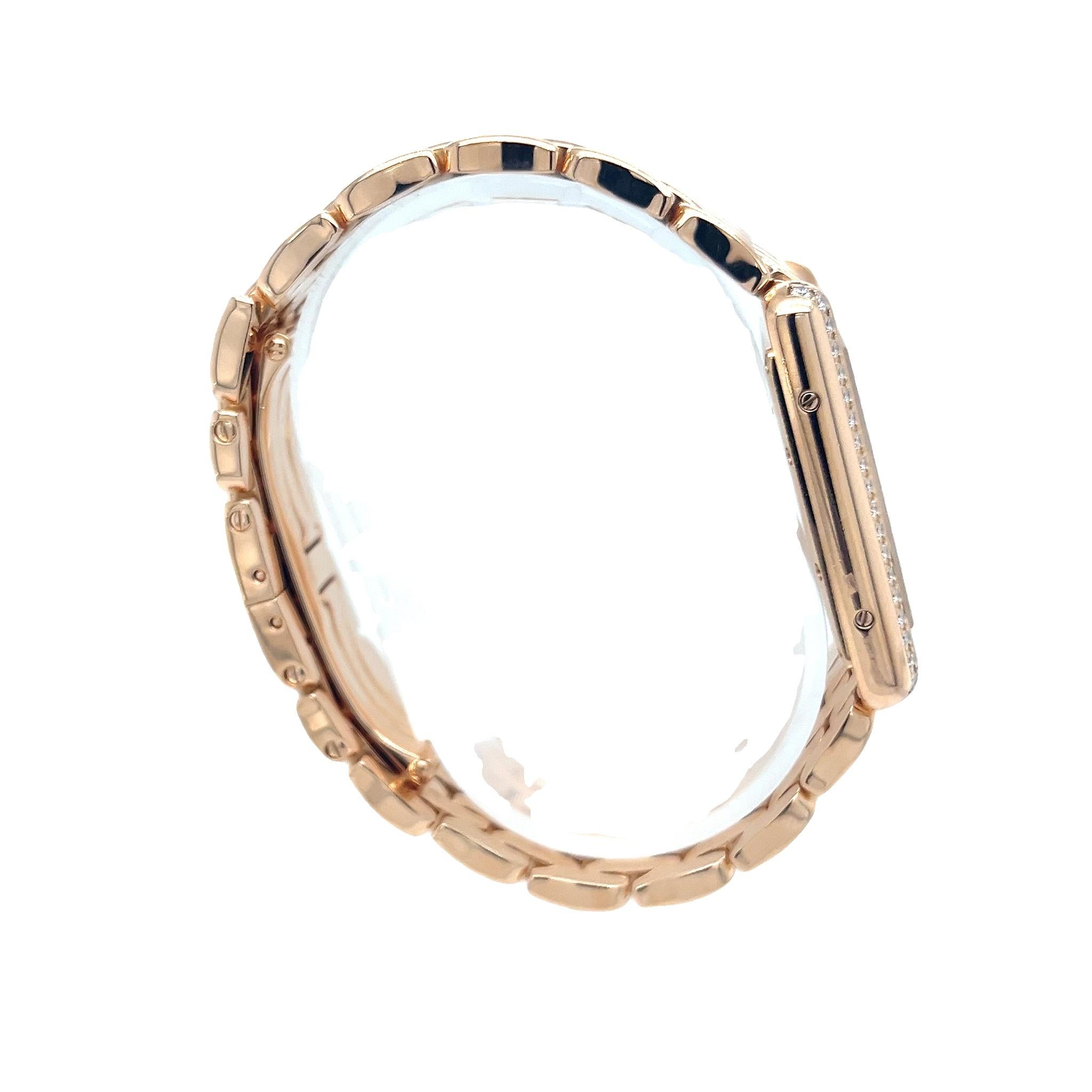 Women's Cartier Tank Louis 18K Rose Gold Quartz Watch with Factory-Set Diamonds For Sale