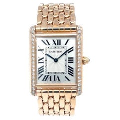 Cartier Tank Louis 18K Rose Gold Quartz Watch with Factory-Set Diamonds