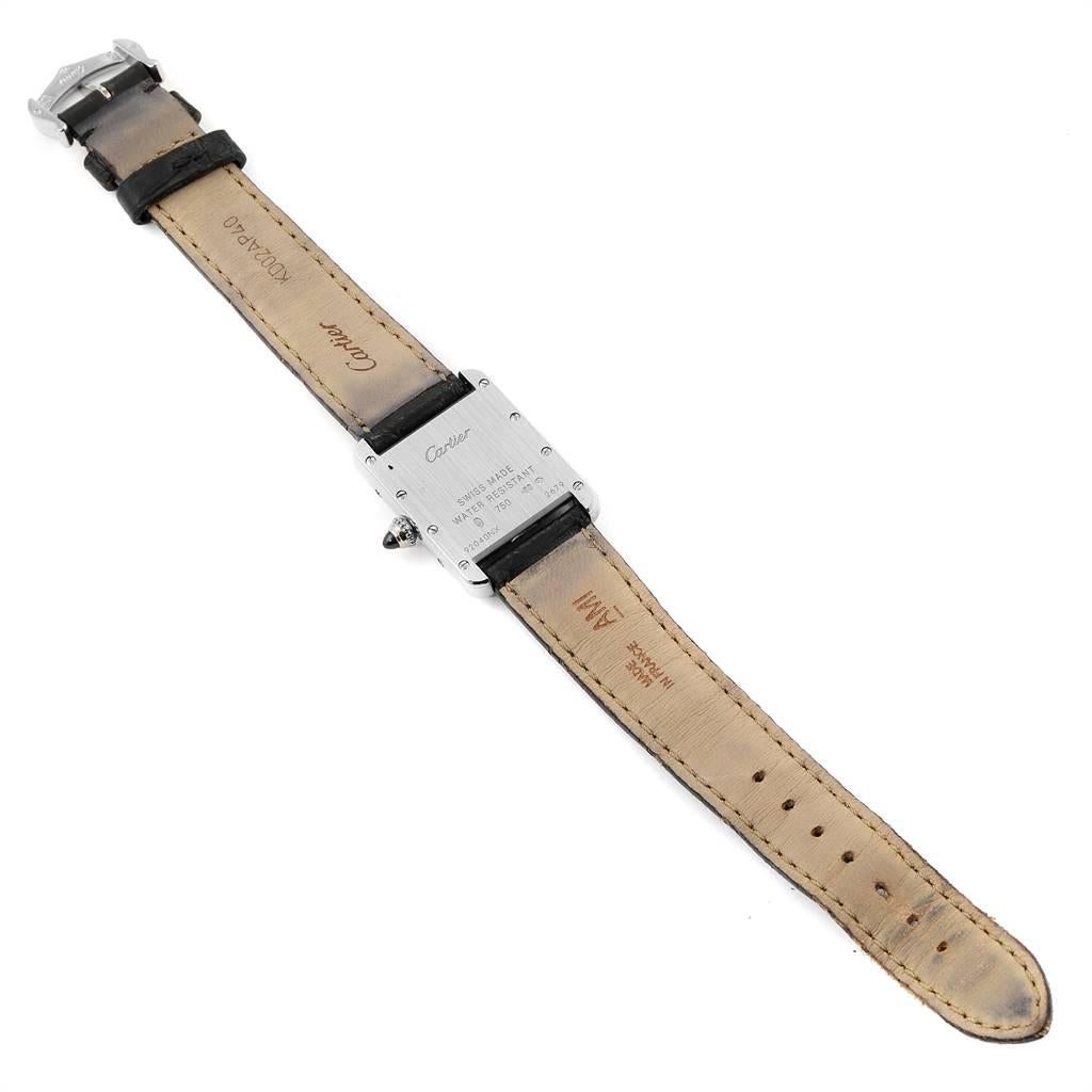 Cartier Tank Louis 18 Karat White Gold Black Strap Ladies Watch W1541056 For Sale 1