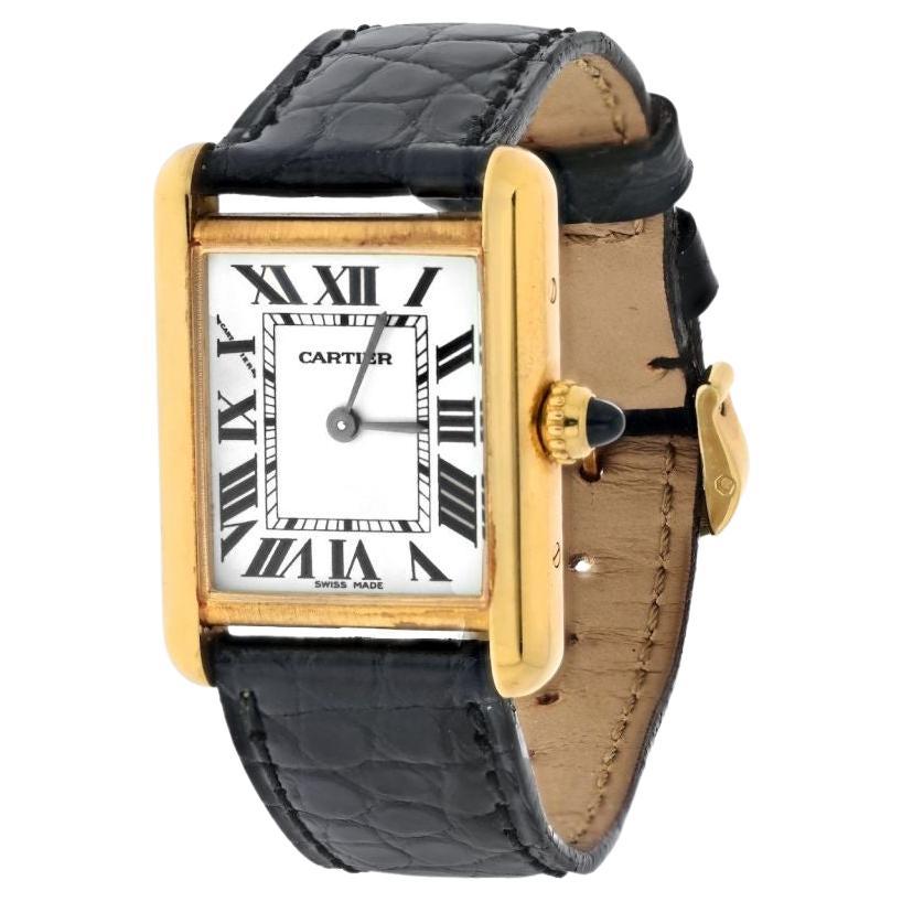 Cartier Tank Louis 18K Yellow Gold 2442 Quartz 30mm Crocodile Watch