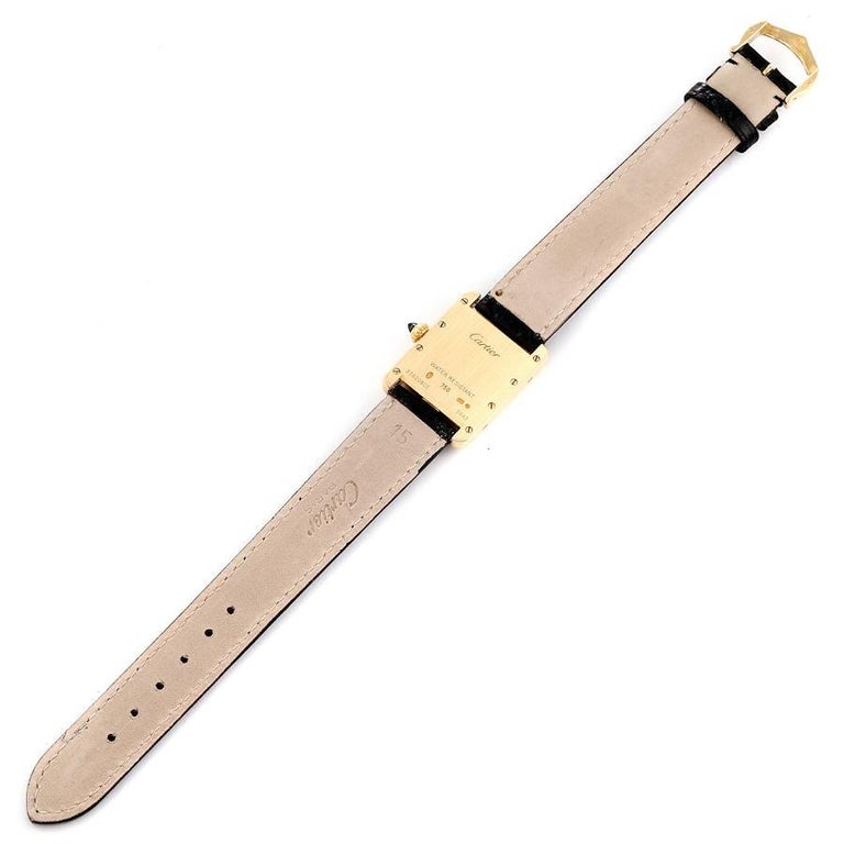 Cartier Tank Louis Small Yellow Gold Brown Strap Ladies Watch W1529856 Card  For Sale at 1stDibs