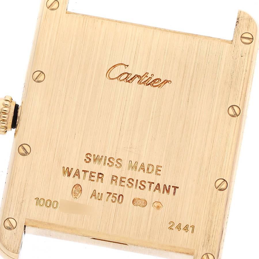 Cartier Tank Louis Or jaune 18K Bracelet cuir Brown Montre Homme W1529756 Excellent état à Atlanta, GA