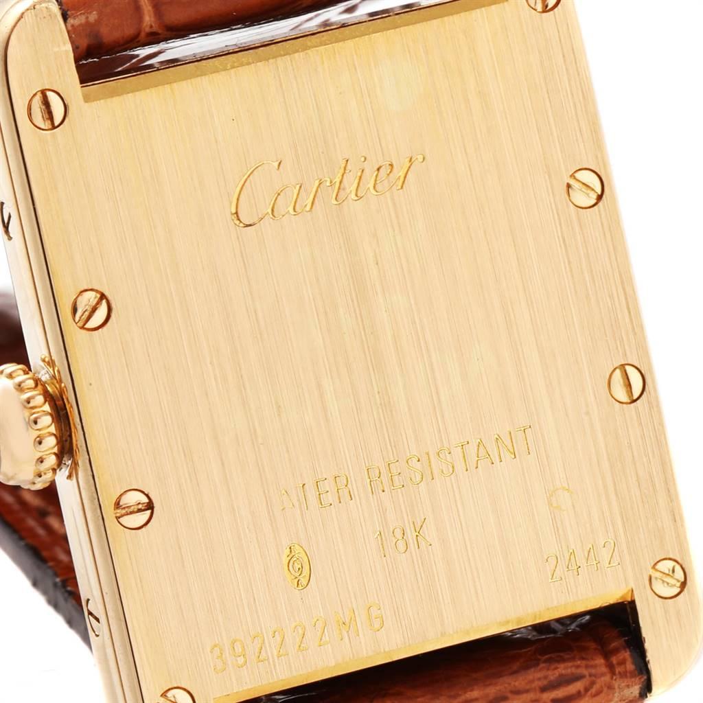 Cartier Tank Louis 18 Karat Yellow Gold Brown Strap Ladies Watch W1529856 2