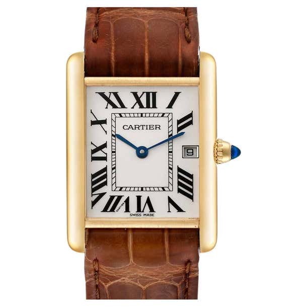 Cartier Tank Louis 18K Yellow Gold Brown Strap Mens Watch W1529756 Card cartier-tank-louis-18k-yellow-gold-brown-strap-mens-watch-w1529756-card