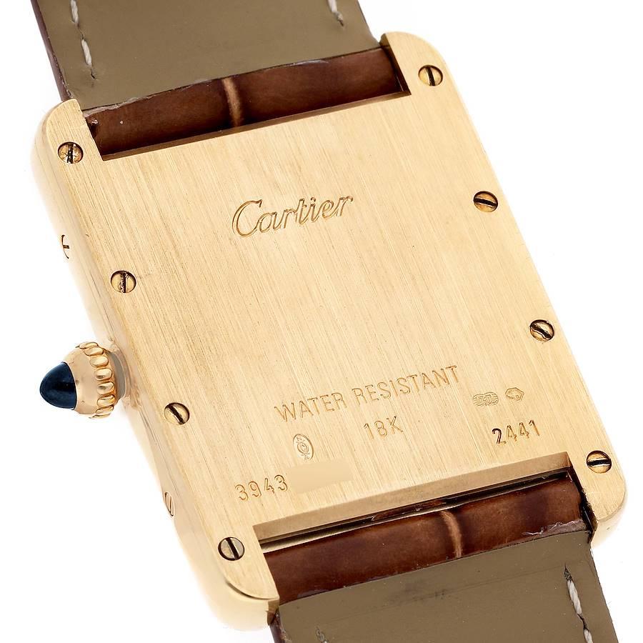 Cartier Tank Louis 18k Yellow Gold Brown Strap Mens Watch W1529756 In Excellent Condition In Atlanta, GA