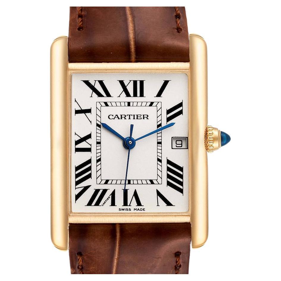 Cartier Tank Francaise Large Yellow Gold Brown Strap Mens Watch ...