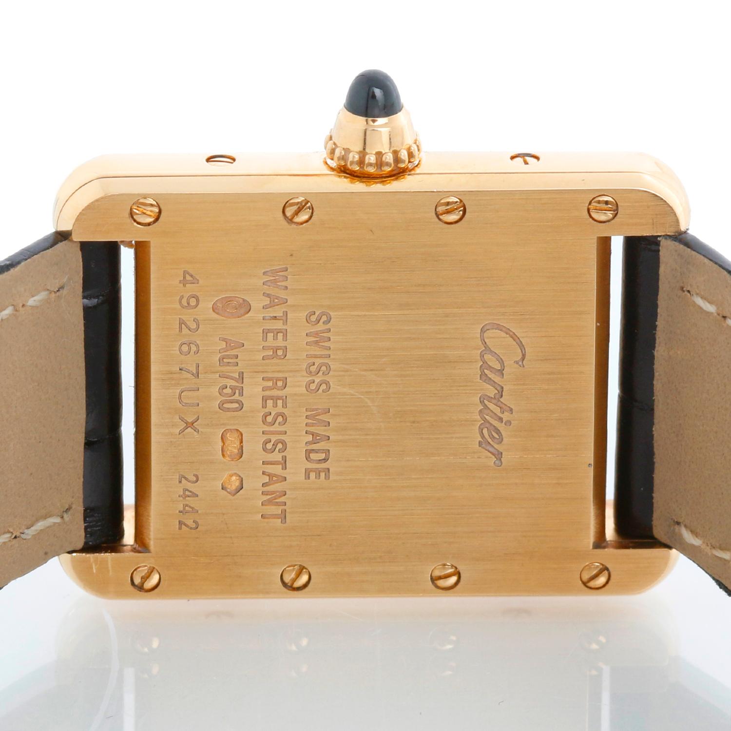 Cartier Tank Louis 18k Yellow Gold Ladies Watch on Leather Band 2442 en venta 1