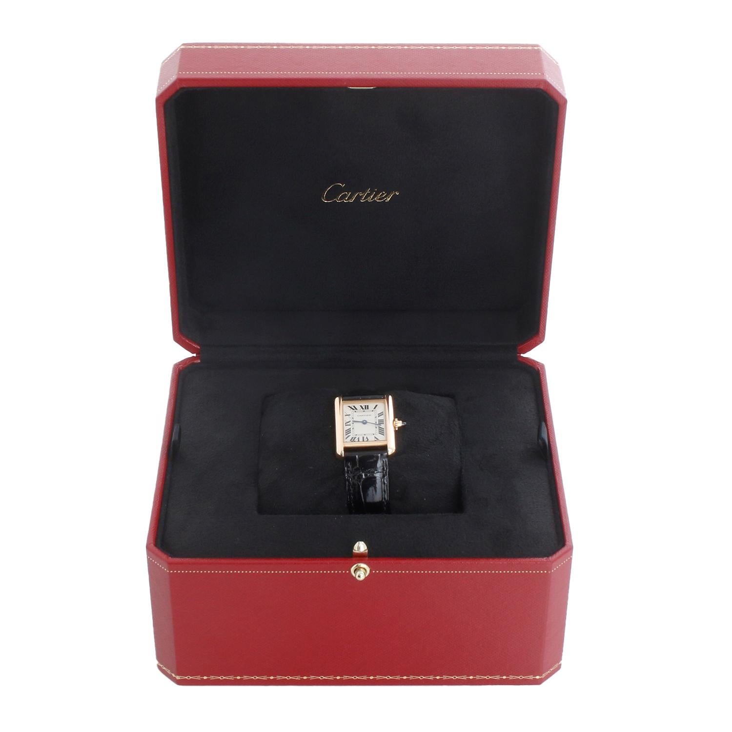 Cartier Tank Louis 18k Yellow Gold Ladies Watch on Leather Band 2442 en venta 2