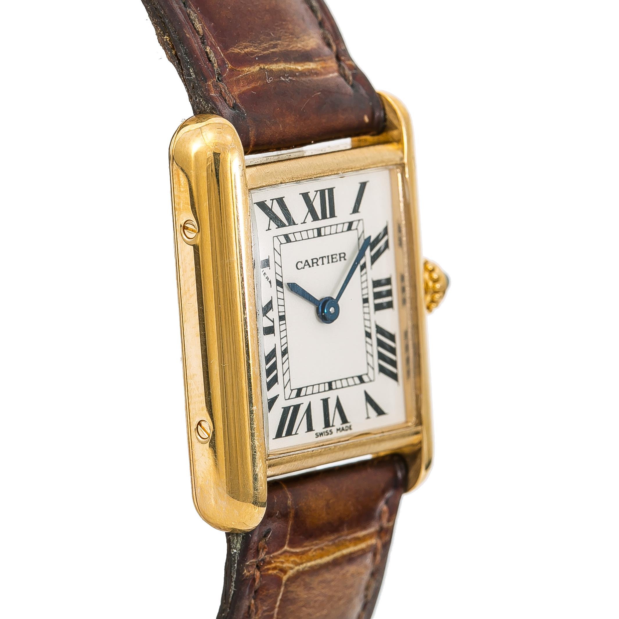 Cartier Tank Louis 2442 W1529856 Womens Quartz Watch Cream Dial 18K YG For Sale at 1stDibs