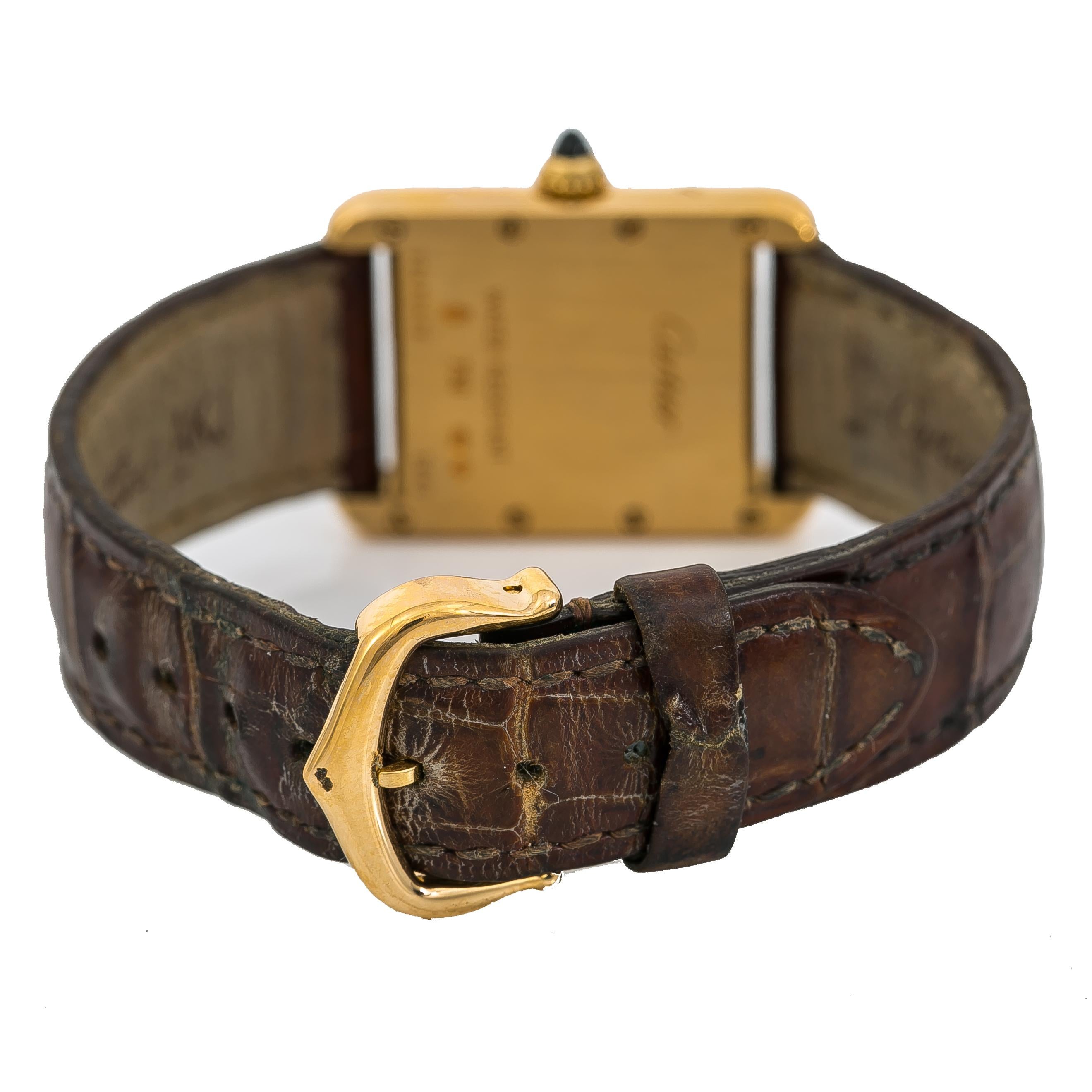 Contemporary Cartier Tank Louis 2442 W1529856 Womens Quartz Watch Cream Dial 18K YG For Sale