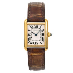 Cartier Tank Louis 2442 W1529856 Womens Quartz Watch Cream Dial 18K YG