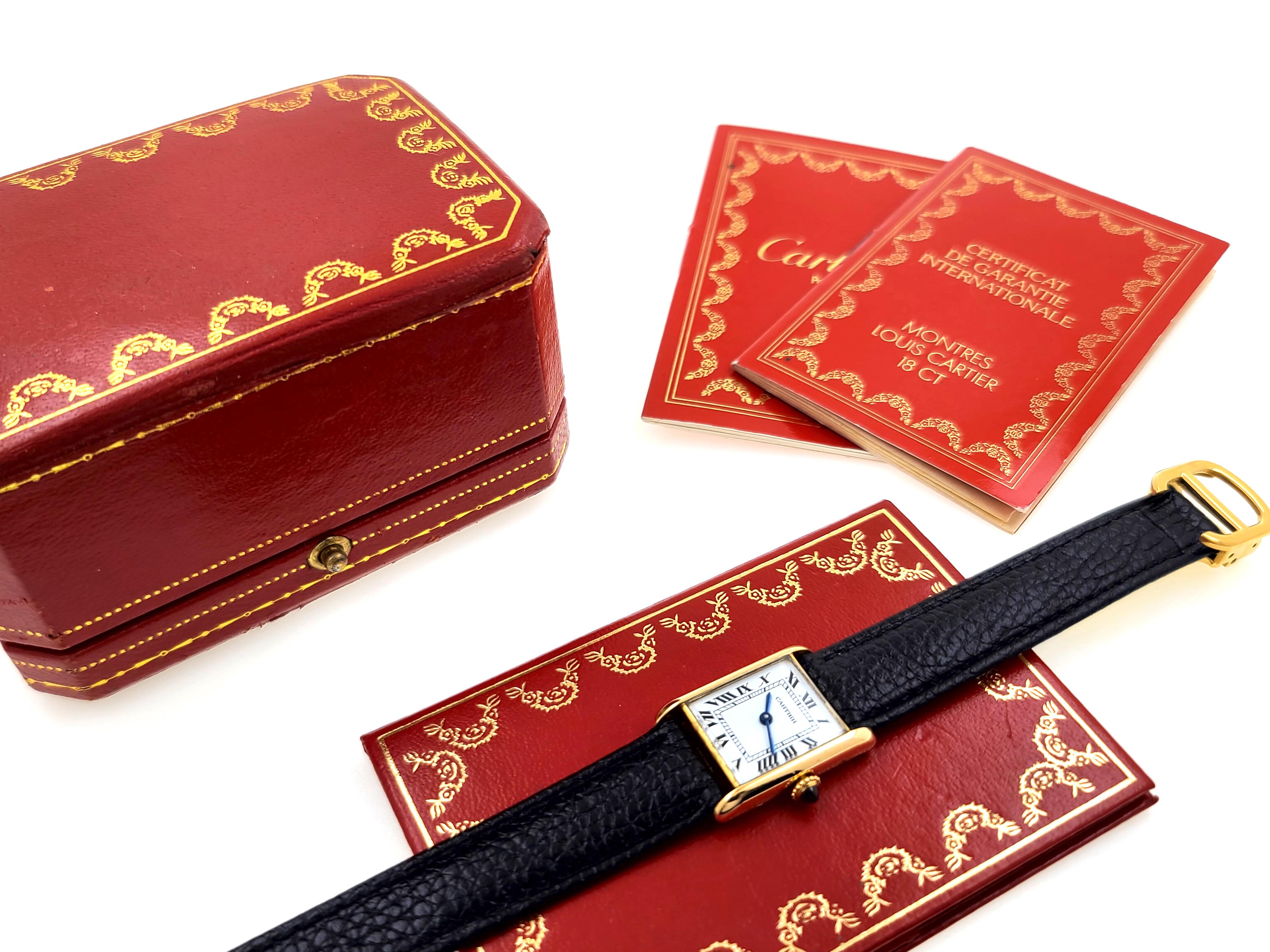 Cartier Tank Louis 67117 18k Gold 1977 Full Set Box and Papers 78087 7
