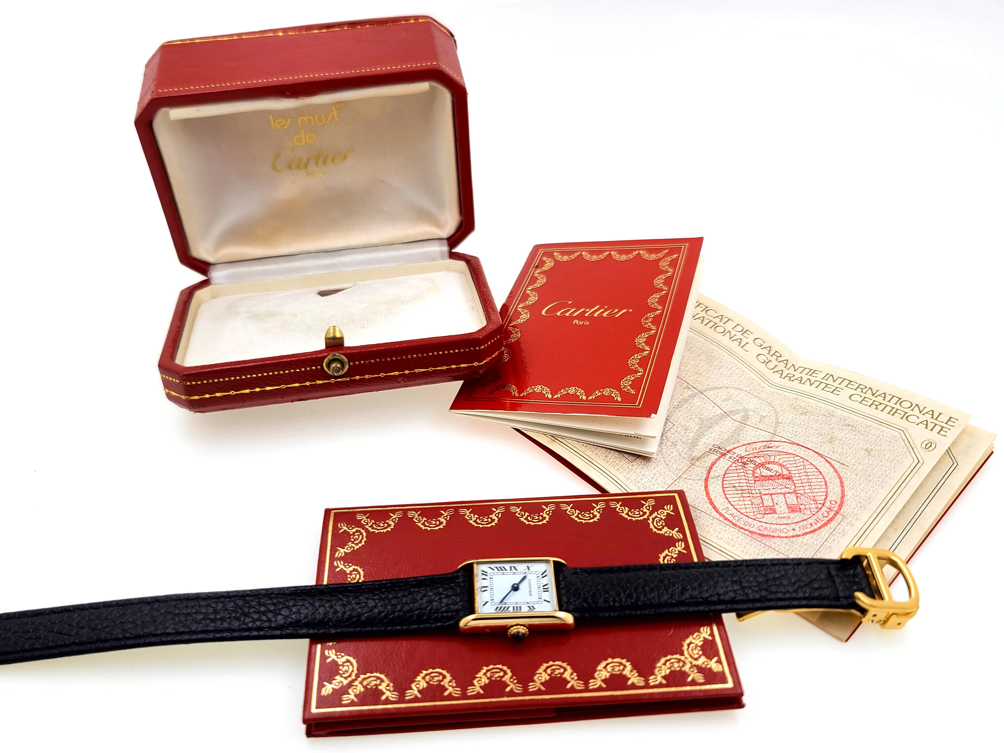 Cartier Tank Louis 67117 18k Gold 1977 Full Set Box and Papers 78087 8