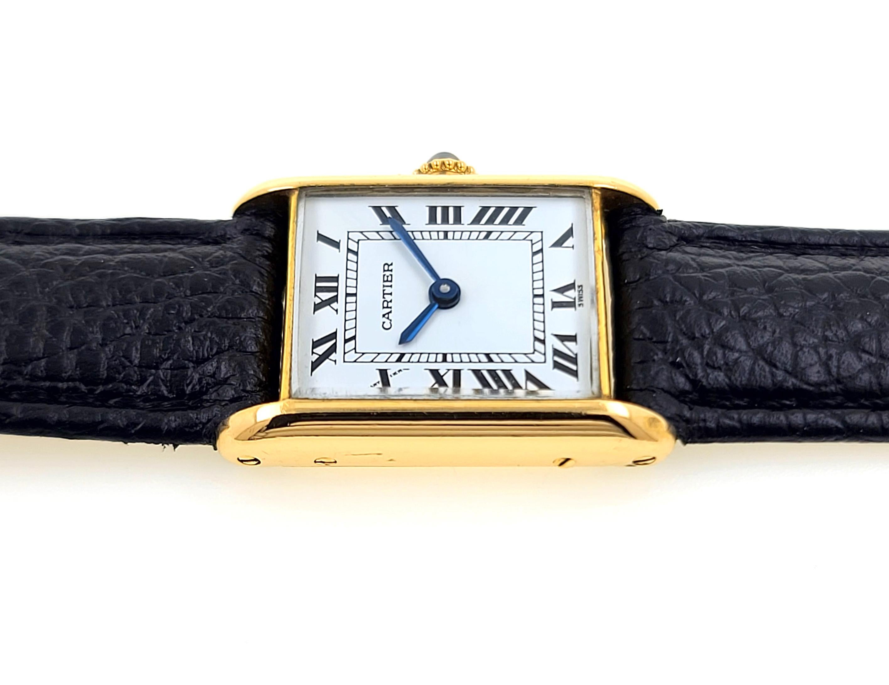 Cartier Tank Louis 67117 18k Gold 1977 Full Set Box and Papers 78087 In Excellent Condition In PARIS, FR