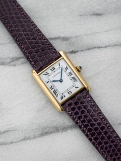 Vintage 1970s Cartier Tank Louis 78086 18K YG Manual White Roman Paris 23mm