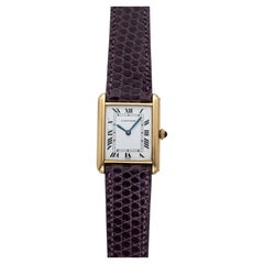 Vintage 1970s Cartier Tank Louis 78086 18K YG Manual White Roman Paris 23mm
