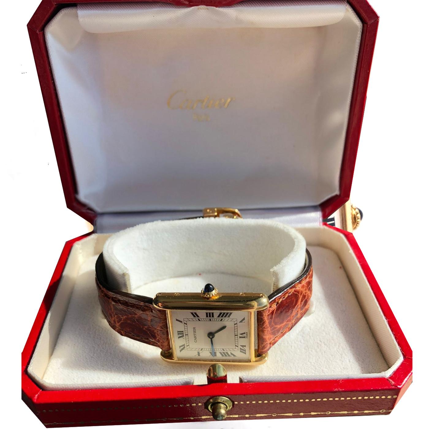 Cartier Tank Louis 78086 Paris Dial 18k Yellow Gold Vintage Manual Winding Watch 2