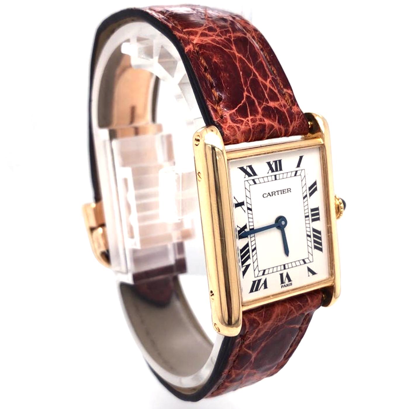 Cartier Tank Louis 78086 Paris Dial 18k Yellow Gold Vintage Manual Winding Watch 1