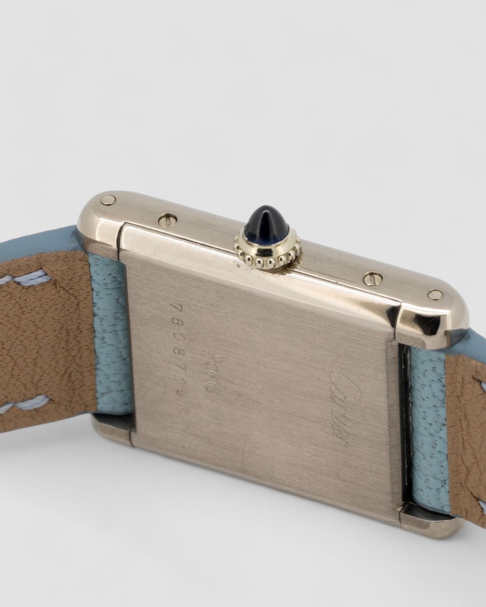 Cartier Tank Louis 78087 SM Lancette a punta Parigi Oro 18k WG 1992 Scatola e documenti in vendita 6