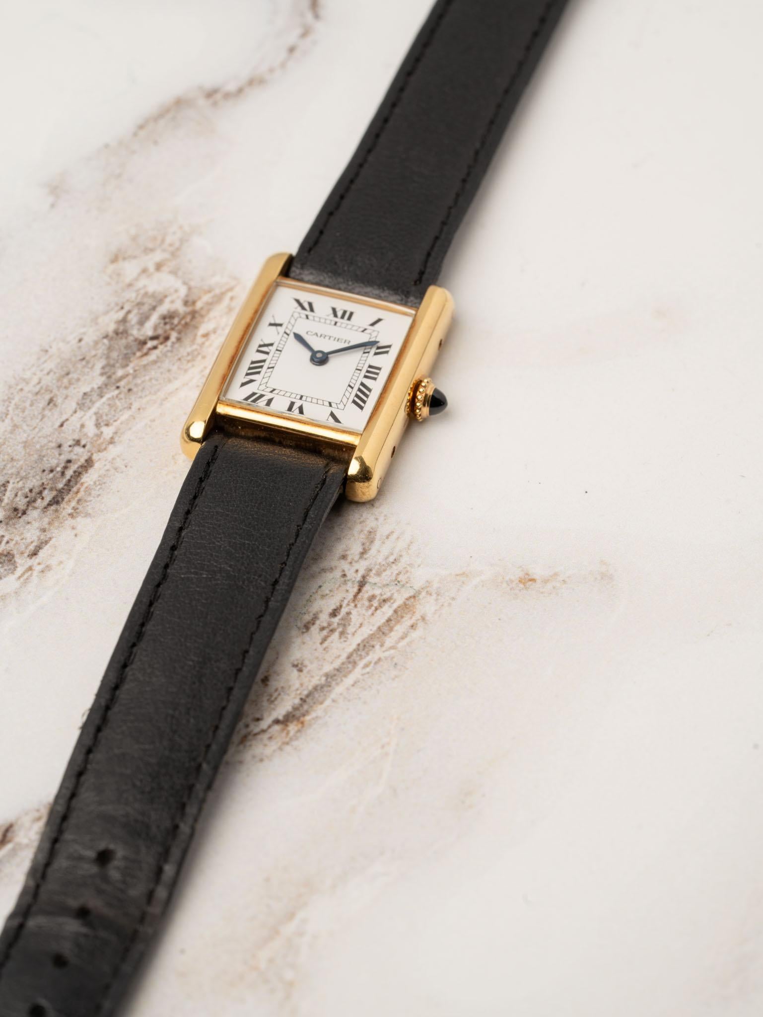 Cartier Tank Louis 78087 SM Swiss 18k YG 1980s In Good Condition In SYDNEY, AU