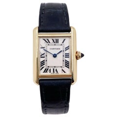 Cartier Tank Louis Cartier 2442 W1529856 18 Karat Gold Leather Band Box Papers