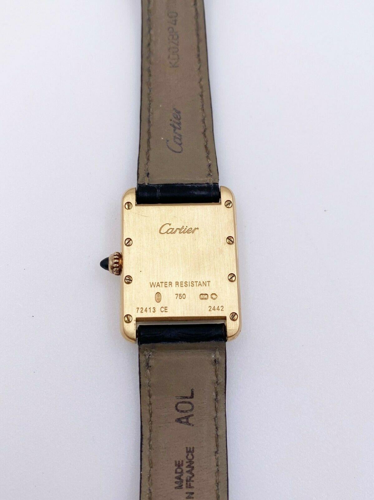 Cartier Tank Louis Cartier 2442 W1529856 18 Karat Gold Leather Band Box Papers 3