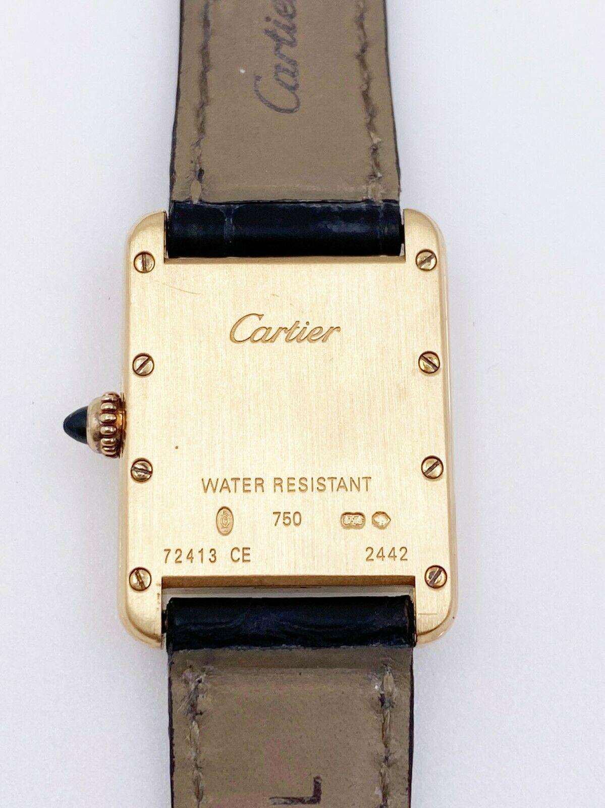Cartier Tank Louis Cartier 2442 W1529856 18 Karat Gold Leather Band Box Papers 2