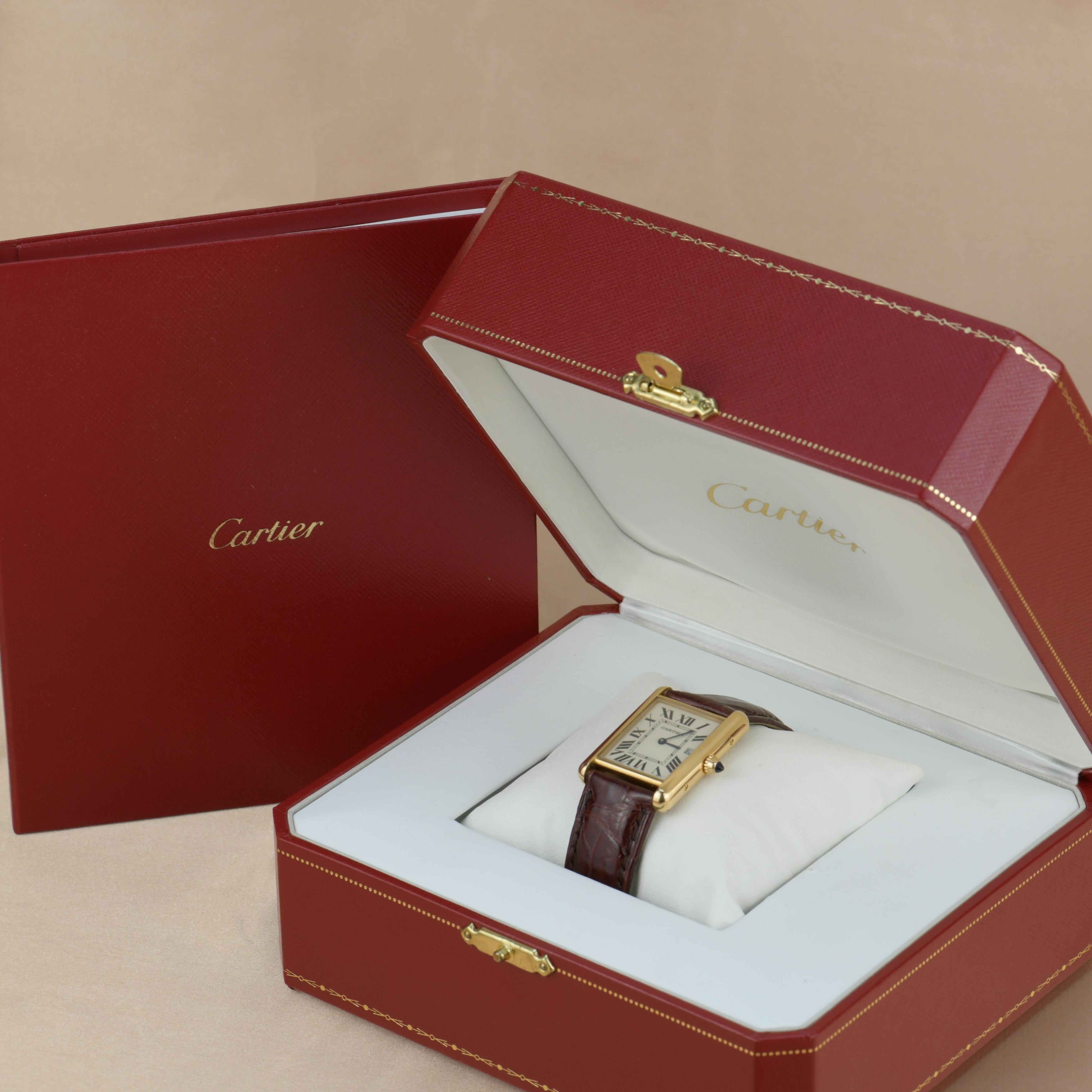 Women's or Men's Cartier Tank Louis Cartier Large Model W1529756 with Box and Paper