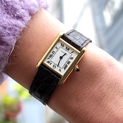 Cartier Tank Louis Cartier PARIS Dial LC 78087 Medium MM 18k Gold 1970 Red Pouch
