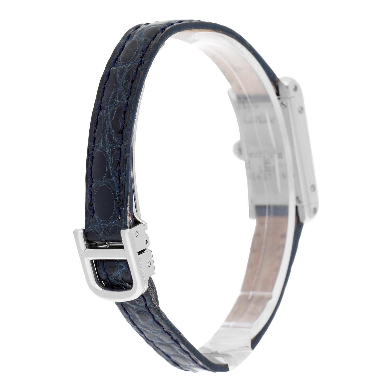 Cartier Tank Louis Cartier Weißgold Diamant Damenuhr am Lederband 1381 4