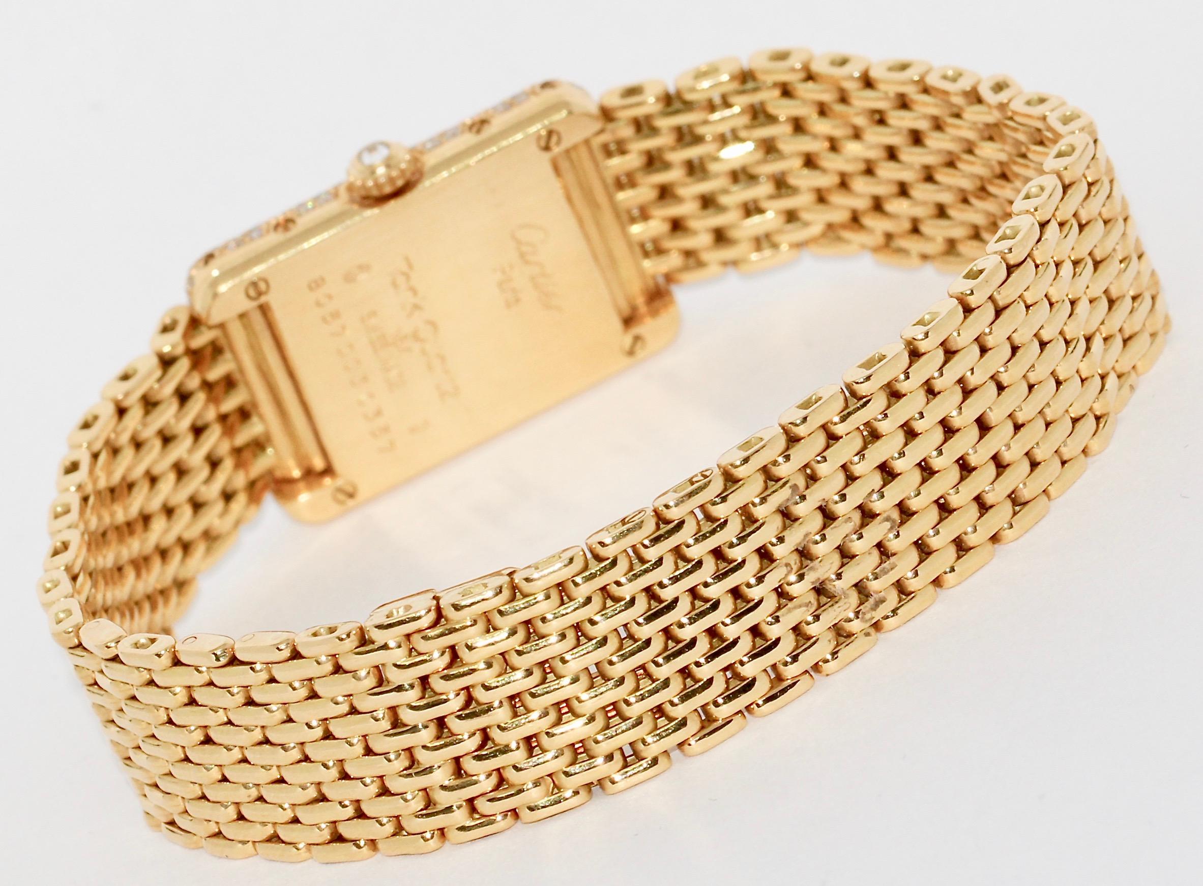 Women's Cartier Tank Louis Ladies Wrist Watch, 18 Karat Gold and Diamonds