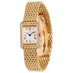 Retro Cartier Tank Louis Ladies Wrist Watch, 18 Karat Gold and Diamonds