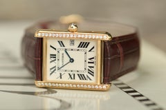 Cartier Tank Louis Large 18k Yellow Gold Leather Strap Watch W1529756