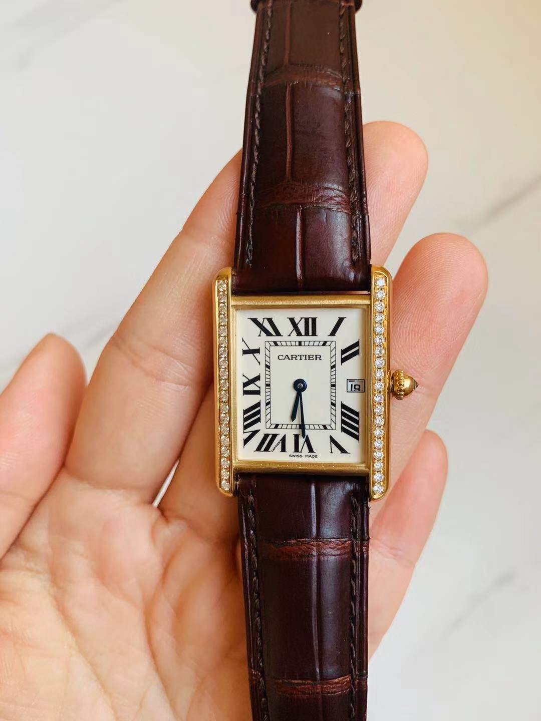 cartier tank leather strap ladies
