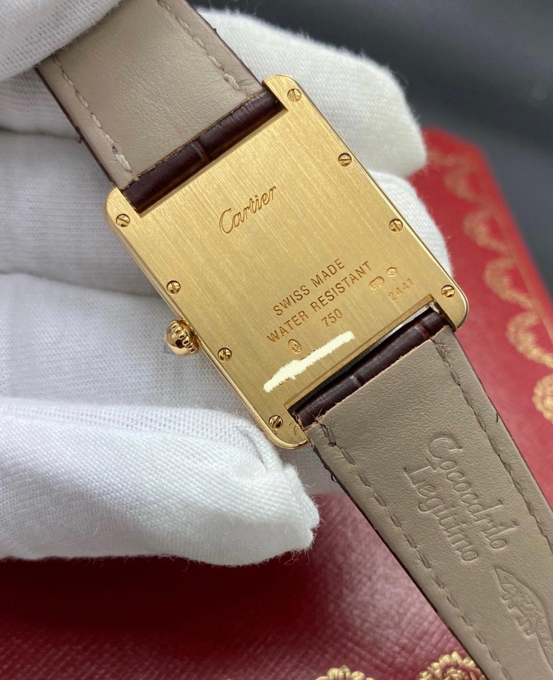 Women's or Men's Cartier Tank Louis Large 18k Yellow Gold Leather Strap Watch W1529756
