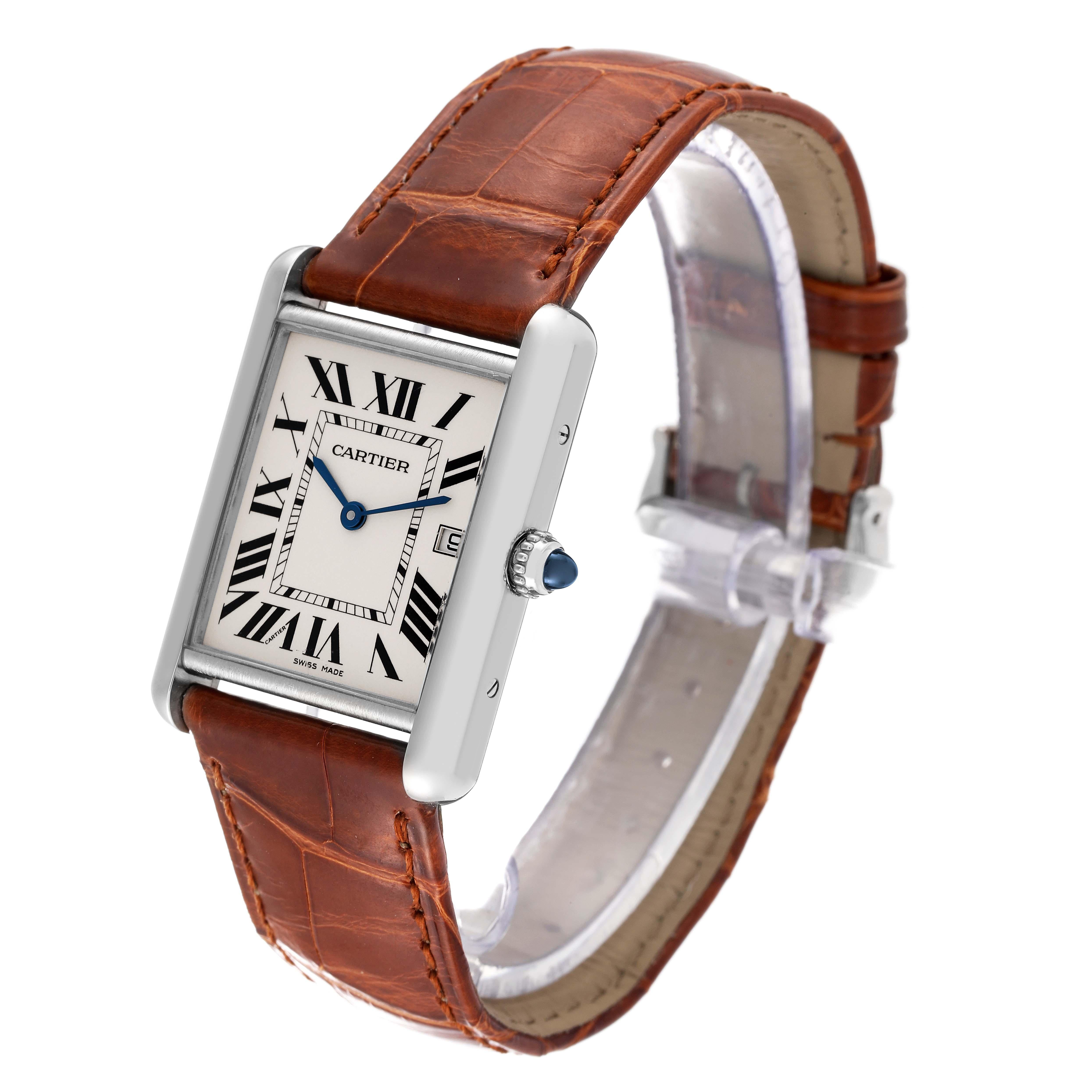 cartier mens watch brown leather