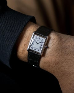 Cartier Tank Louis LM 78086 Paris Dial 18k White Gold 1970s