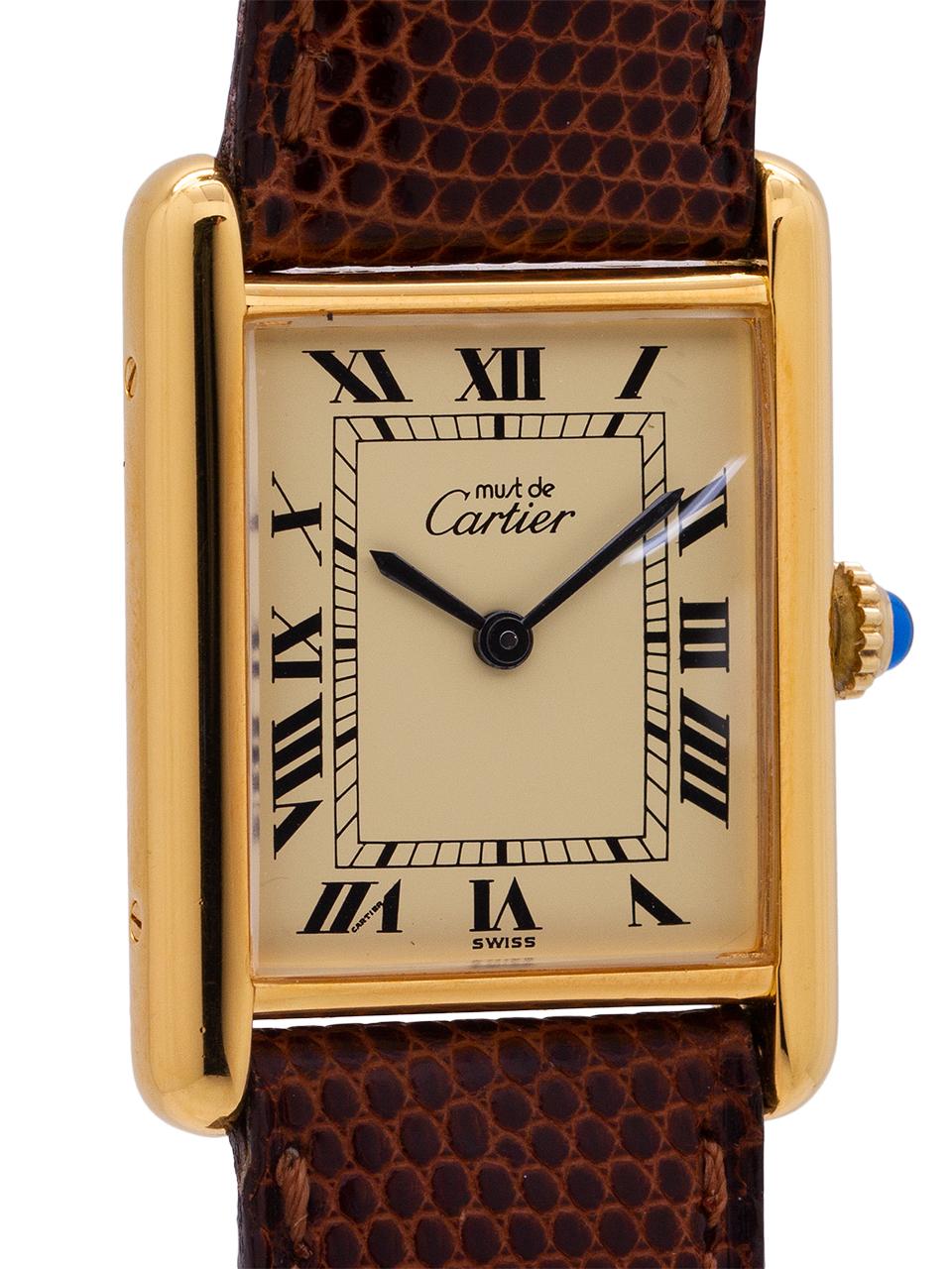 Cartier Tank Louis Man’s Vermeil, circa 1980s In Excellent Condition In West Hollywood, CA