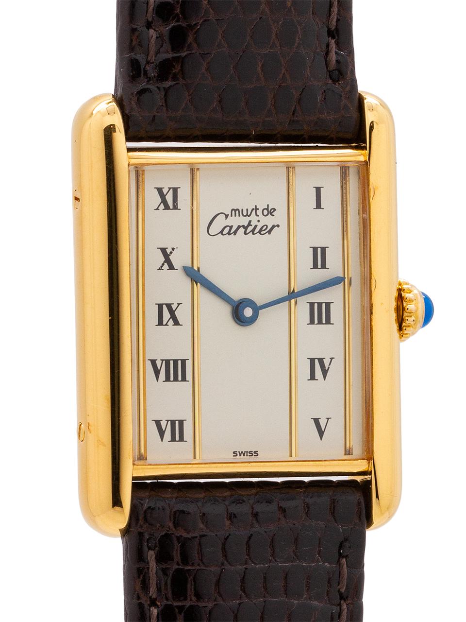 cartier vermeil tank quartz argent 925