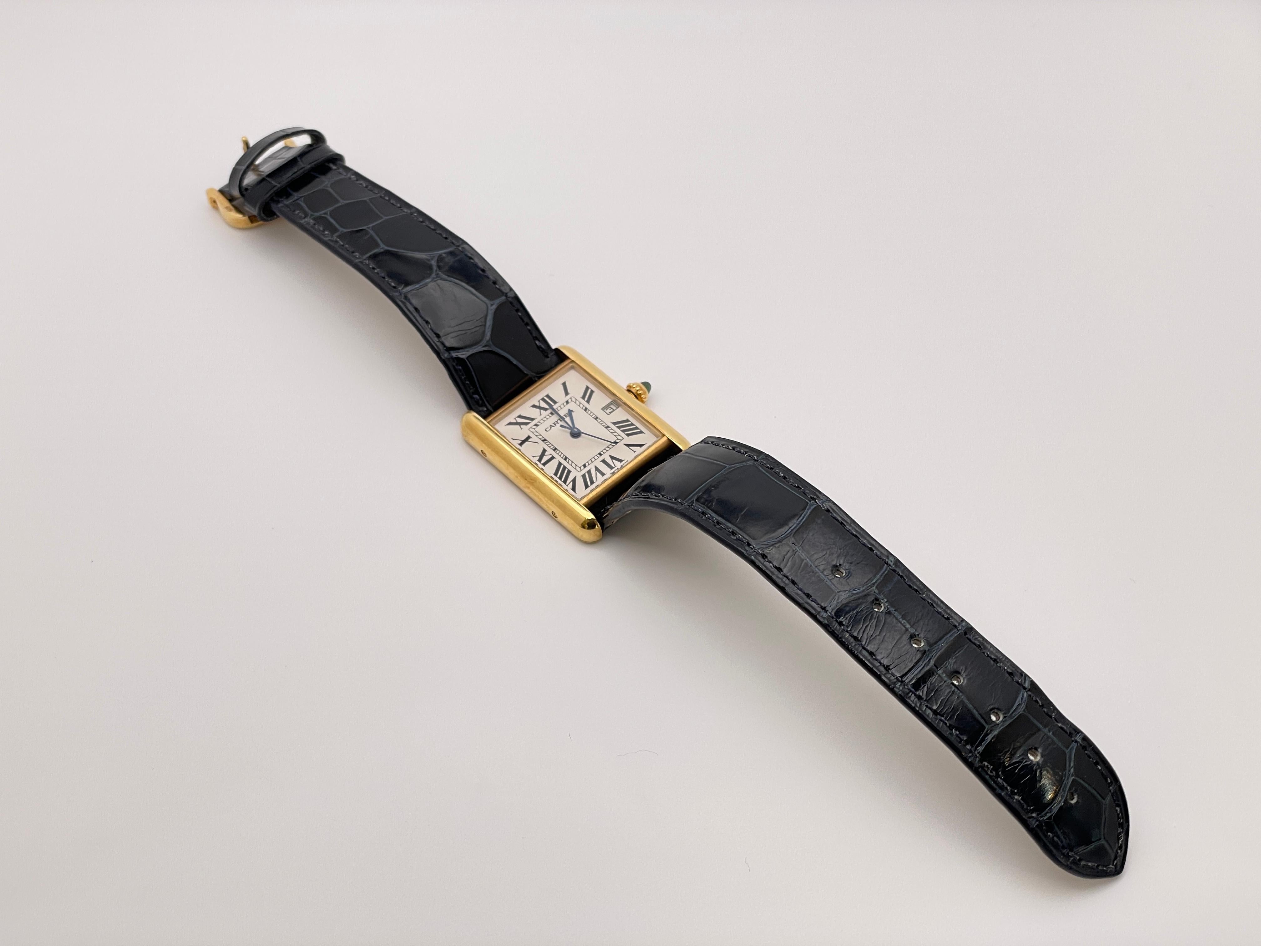 Cartier Tank Louis - Orologio grande in oro giallo 18 carati in vendita 7