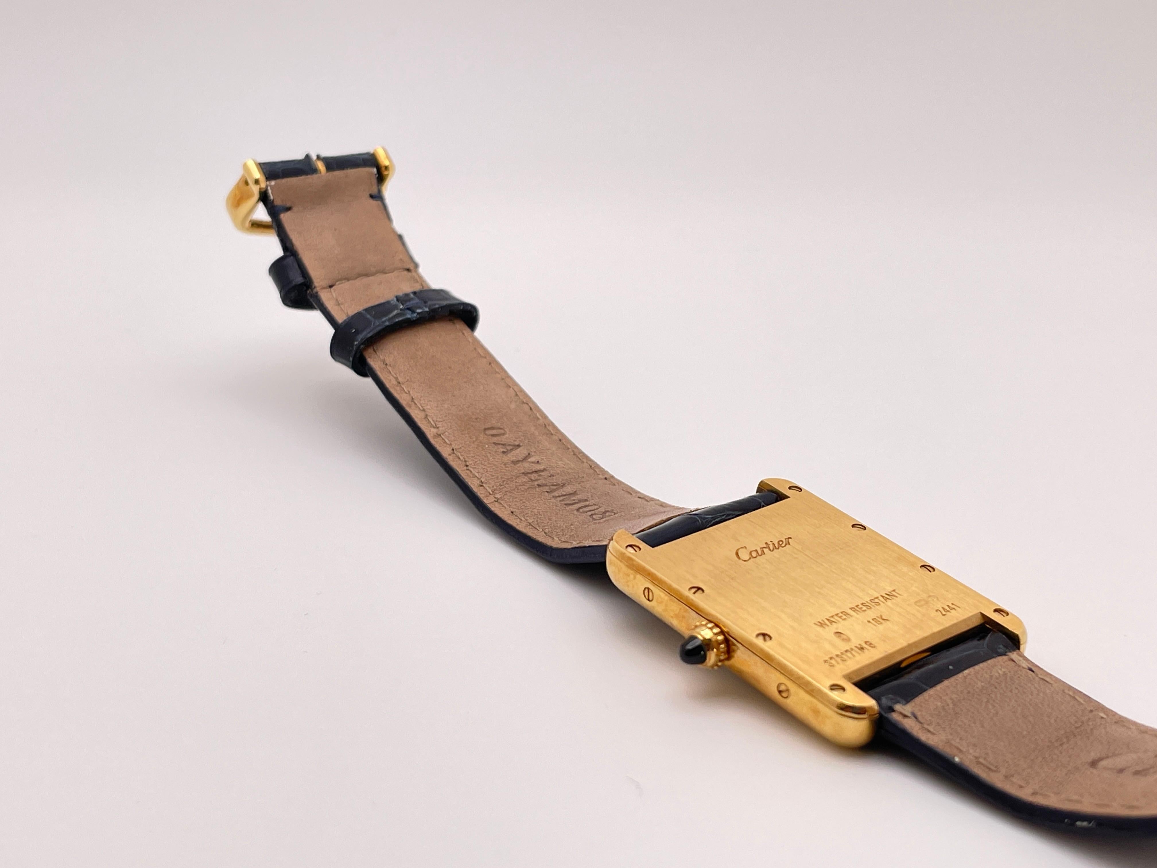Cartier Tank Louis - Orologio grande in oro giallo 18 carati in vendita 8