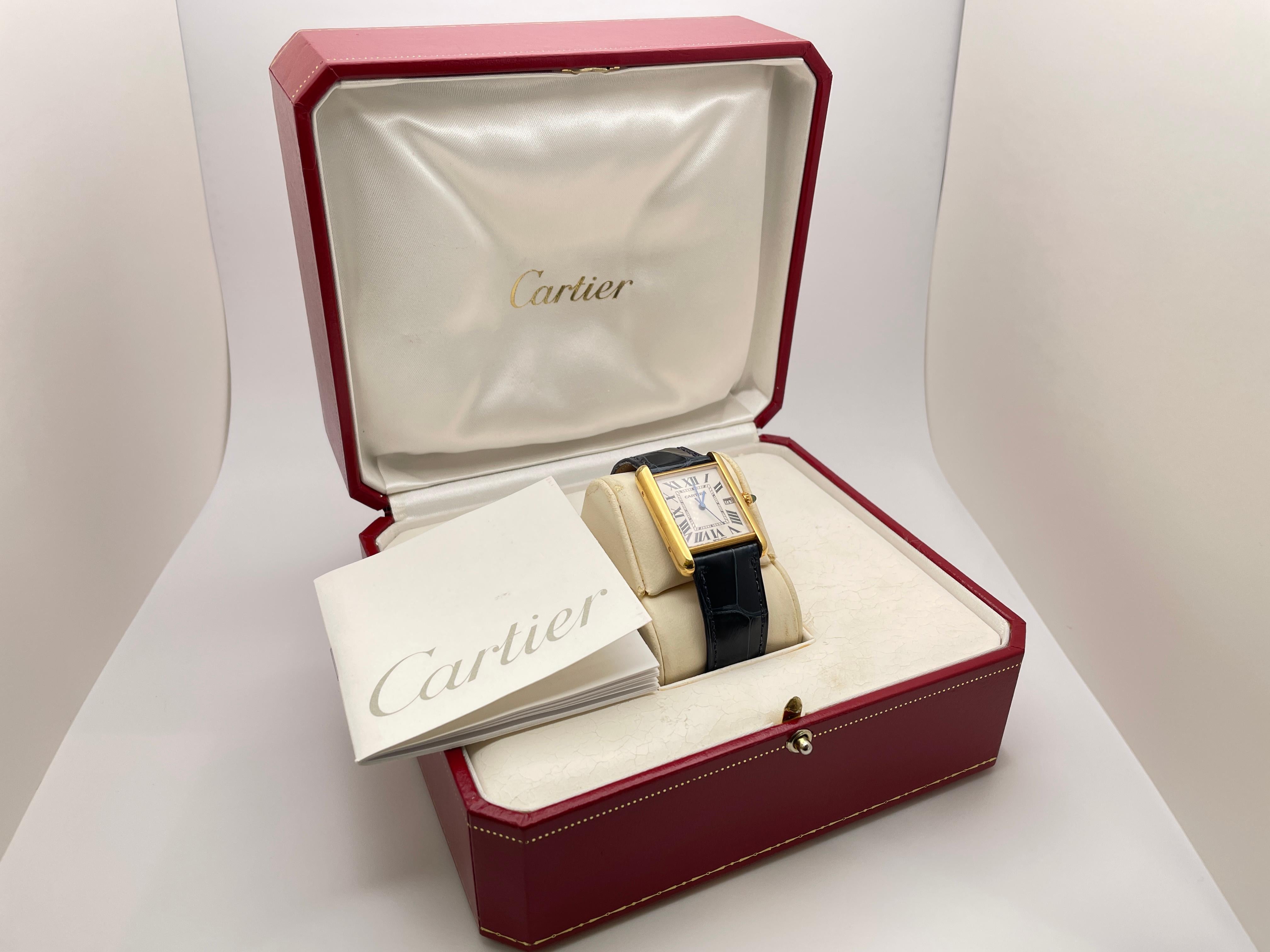 Cartier Tank Louis - Orologio grande in oro giallo 18 carati in vendita 12