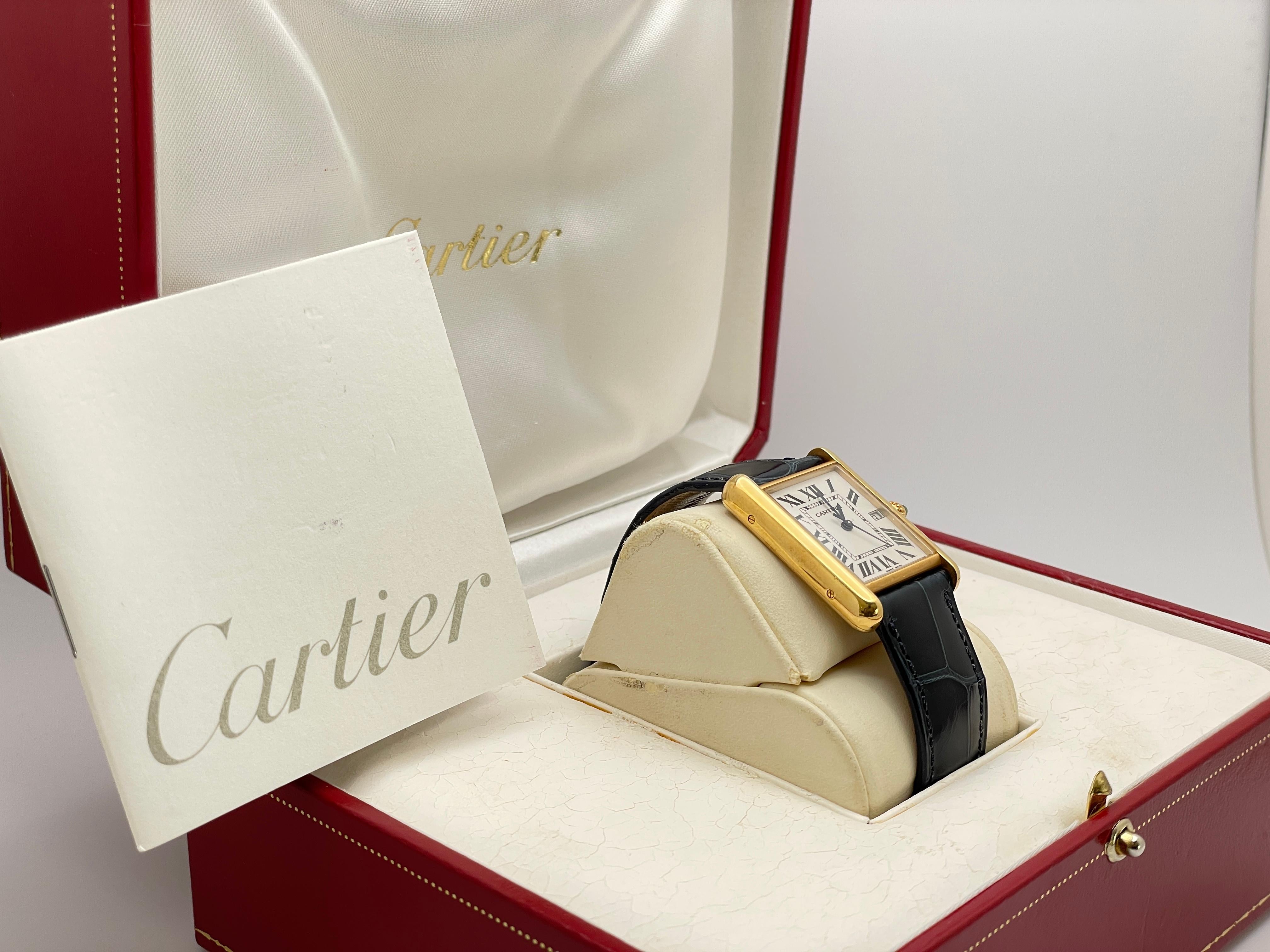 Cartier Tank Louis - Orologio grande in oro giallo 18 carati in vendita 13