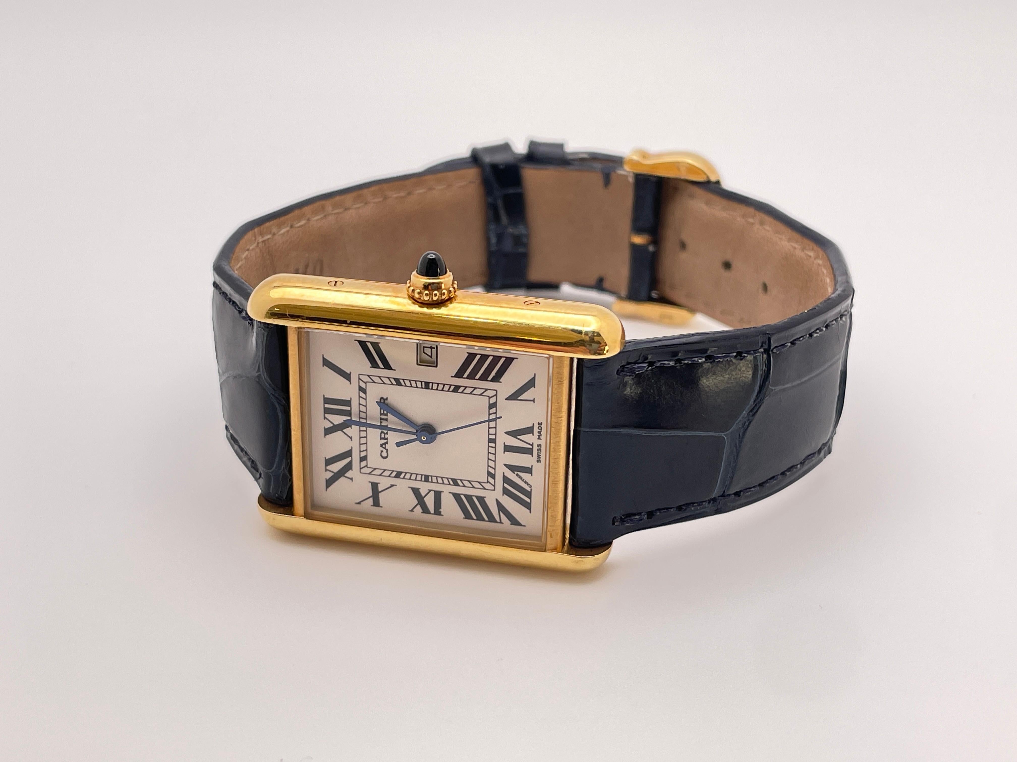 da uomo o donna Cartier Tank Louis - Orologio grande in oro giallo 18 carati in vendita