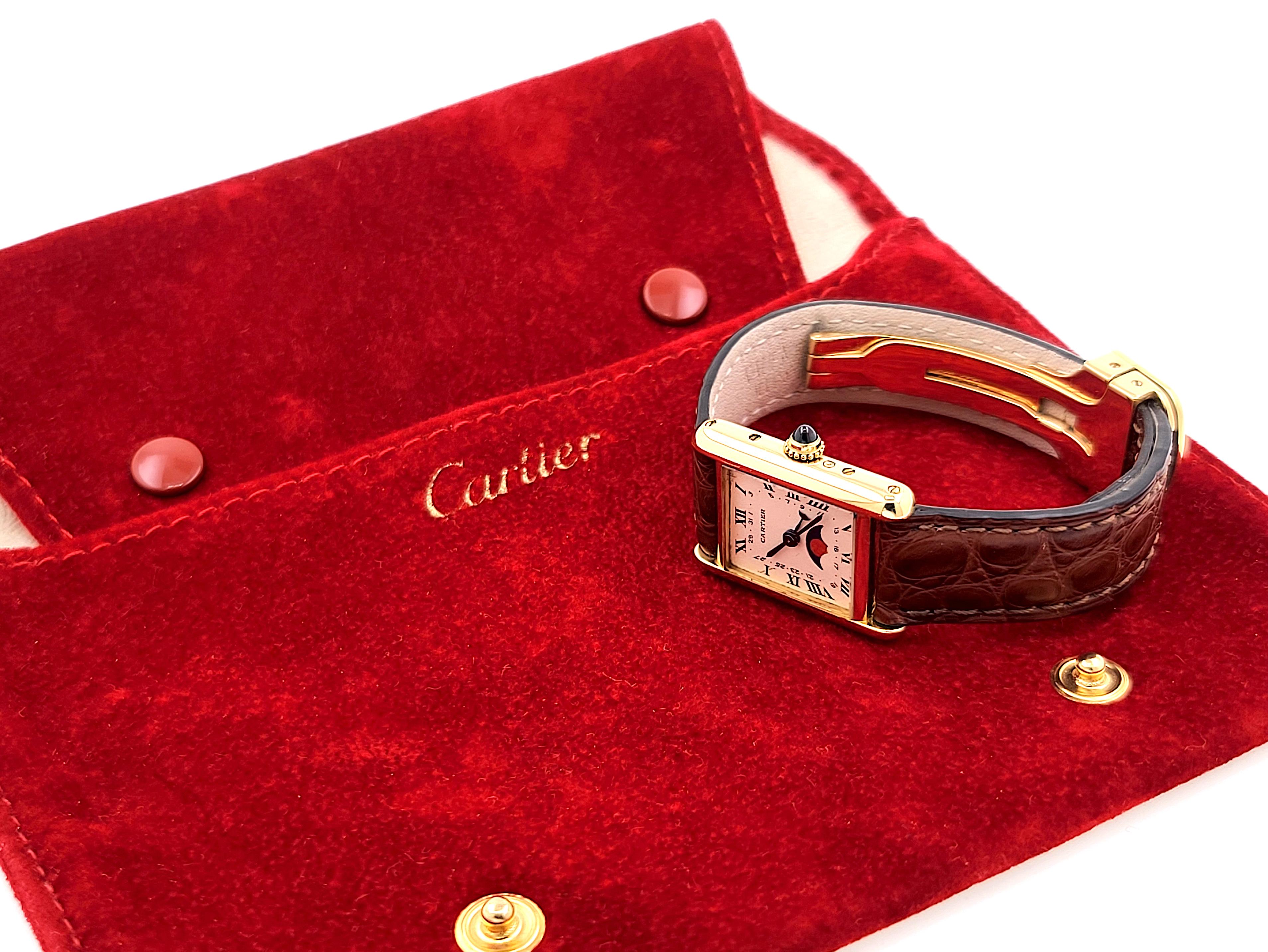 Cartier Montre Tank Louis phase Louis Moon Date 819003 LC Medium MM or 18 carats + fermoir pliant 6